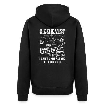Biochimiste, je peux vous l'expliquer - Veste à capuche bio Premium Unisexe - noir - Dos - Nico (187cm)