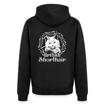 Modèle de flore de chat British Shorthair - Veste à capuche bio Premium Unisexe - noir - Dos - Nico (187cm)