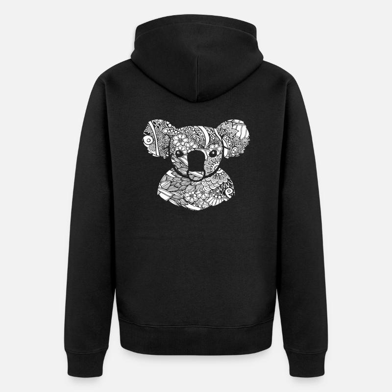 Koala Koala Blumenmuster - Unisex Premium Bio Zip Hoodie - Schwarz