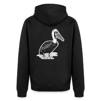 Pelikan Pelikan Blumenmuster - Unisex Premium Bio Zip Hoodie - Schwarz - Hinten - Nico (187cm)
