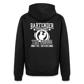 Barkeeper Stolzer Barkeeper - Unisex Premium Bio Zip Hoodie - Schwarz - Hinten - Nico (187cm)