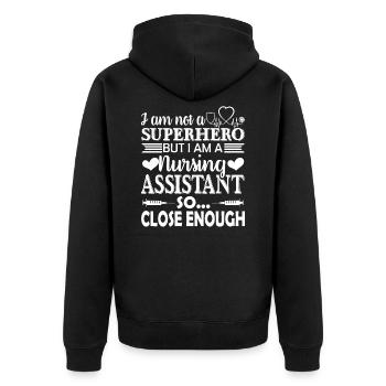 Infirmière auxiliaire Infirmière auxiliaire Job - Veste à capuche bio Premium Unisexe - noir - Dos - Nico (187cm)