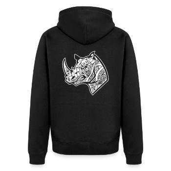 Rhinoceros Rhinoceros Floral Pattern - Unisex Premium Organic Zip Hoodie - black - Back - Nico (187cm)