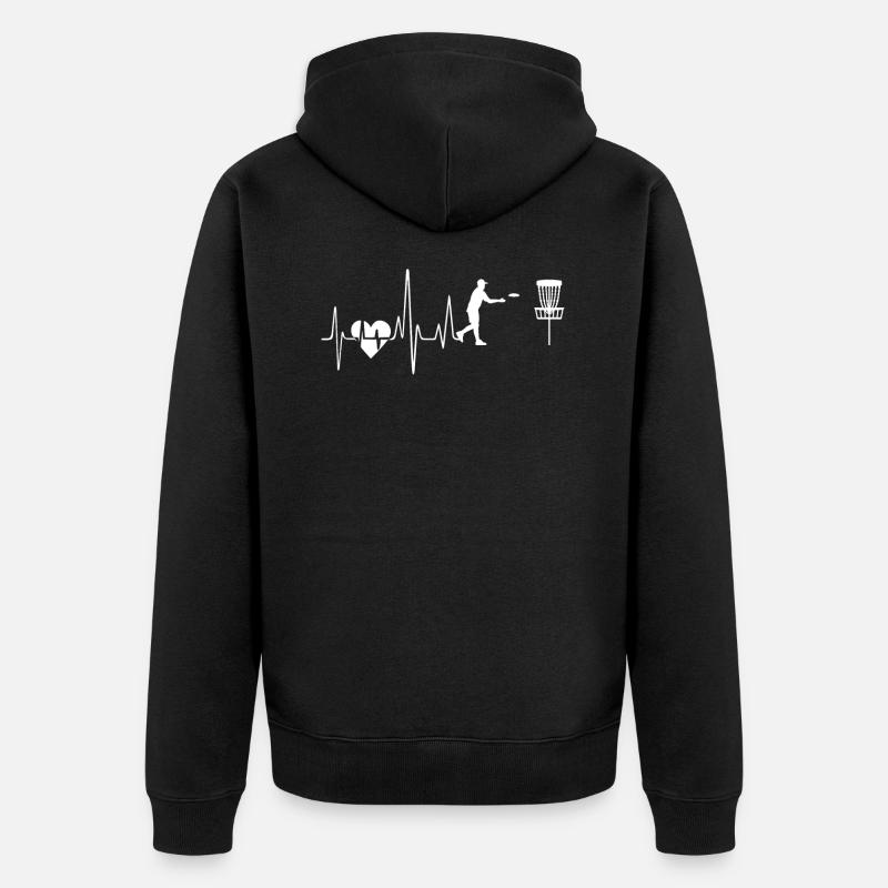 Discgolf Discgolf Herzschlag - Unisex Premium Bio Zip Hoodie - Schwarz