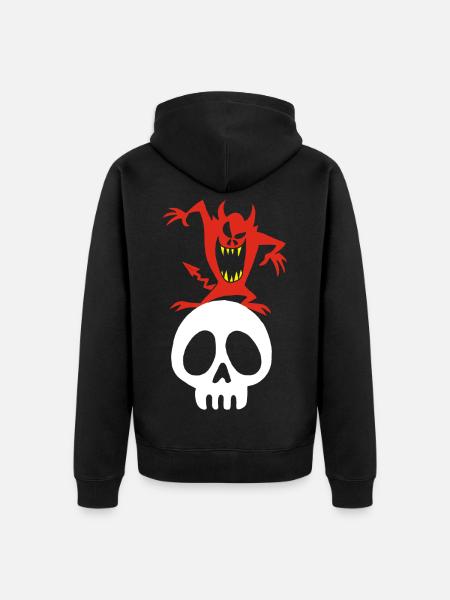 Schädel und Dämon - Unisex Premium Bio Zip Hoodie - Schwarz