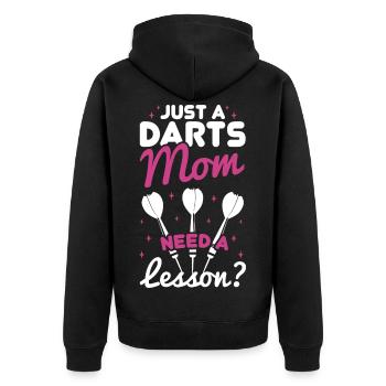 Darter Mutter - Brauchst Du eine Lektion - Unisex Premium Bio Zip Hoodie - Schwarz - Hinten - Nico (187cm)