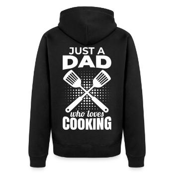 Papa Cook - Unisex Premium Organic Zip Hoodie - black - Back - Nico (187cm)