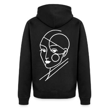 White geometric human - Unisex Premium Organic Zip Hoodie - black - Back - Nico (187cm)