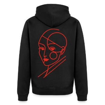 Red Geometric Human - Unisex Premium Organic Zip Hoodie - black - Back - Nico (187cm)