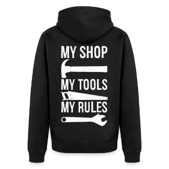 my shop my tools my rules - Veste à capuche bio Premium Unisexe - noir - Dos - Nico (187cm)