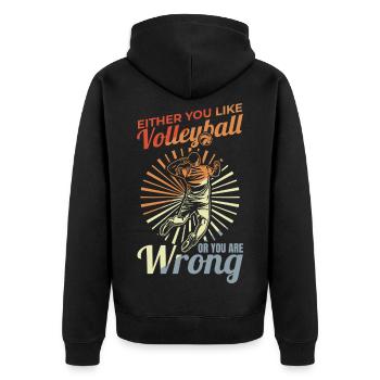 Volleyballspieler Lustiger Witz - Unisex Premium Bio Zip Hoodie - Schwarz - Hinten - Nico (187cm)