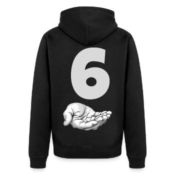 Drôle Six Meme Main Gen Alpha Joke - Veste à capuche bio Premium Unisexe - noir - Dos - Nico (187cm)