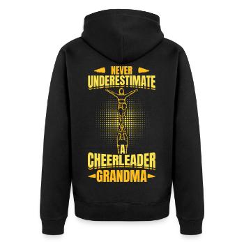Cheerleader Großmutter - Unisex Premium Bio Zip Hoodie - Schwarz - Hinten - Nico (187cm)