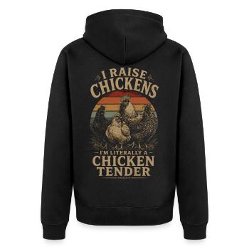 Humour Poules - I'm Literally a Chicken Tender Vin - Unisex Premium Organic Zip Hoodie - black - Back - Nico (187cm)