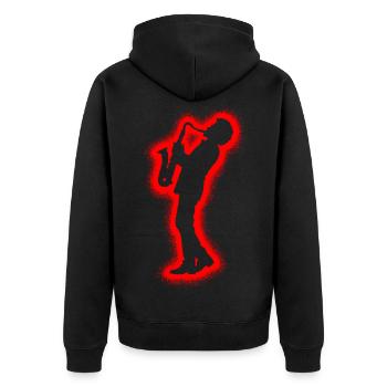 Saxophonist Saxofon Herren Jungen Saxophon Kinder - Unisex Premium Bio Zip Hoodie - Schwarz - Hinten - Nico (187cm)