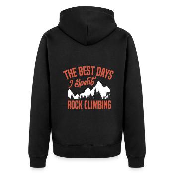 The best day days i spent rock climbing - Unisex Premium Bio Zip Hoodie - Schwarz - Hinten - Nico (187cm)