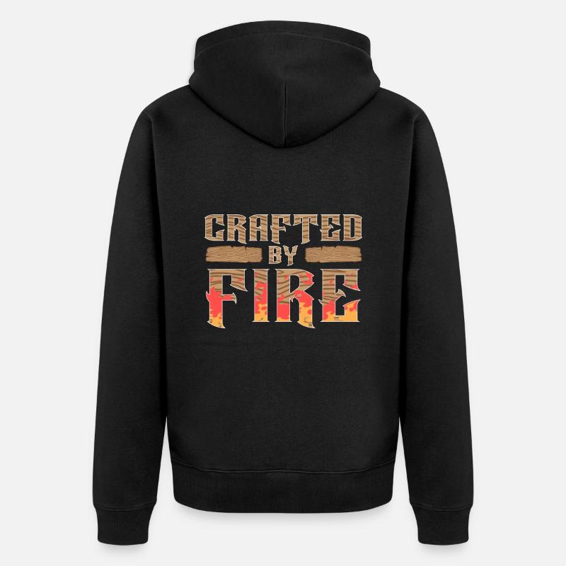 Wood-burning pyrography master carpenter - Unisex Premium Organic Zip Hoodie - black