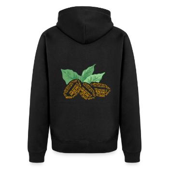 Coffee bean and coffee plant word cloud - Unisex Premium Organic Zip Hoodie - black - Back - Nico (187cm)