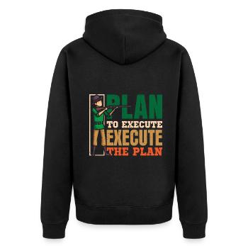 Plan to execute, execute the plan - Unisex Premium Bio Zip Hoodie - Schwarz - Hinten - Nico (187cm)