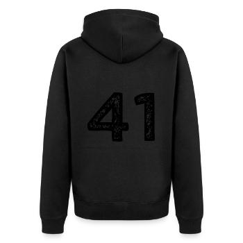 Maillot à 41 numéros - Veste à capuche bio Premium Unisexe - noir - Dos - Nico (187cm)