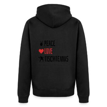 Peace Love Table Tennis - Heart - Unisex Premium Organic Zip Hoodie - black - Back - Nico (187cm)
