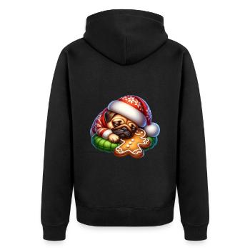Pug Sleeps With Gingerbread - Unisex Premium Organic Zip Hoodie - black - Back - Nico (187cm)