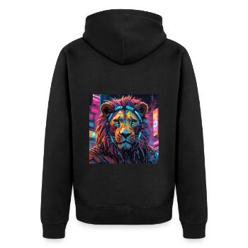 lion cyberpunk - Veste à capuche bio Premium Unisexe - noir - Dos - Nico (187cm)