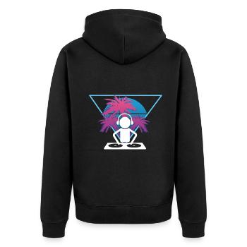 DJ Mischpult Musikproduzent Discjockey Techno DJ M - Unisex Premium Bio Zip Hoodie - Schwarz - Hinten - Nico (187cm)