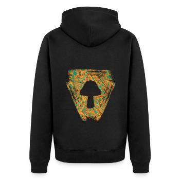 pilz e 95 - Unisex Premium Bio Zip Hoodie - Schwarz - Hinten - Nico (187cm)