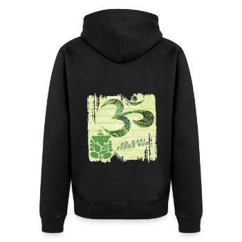 om mit ganesha e 35 - Unisex Premium Bio Zip Hoodie - Schwarz - Hinten - Nico (187cm)