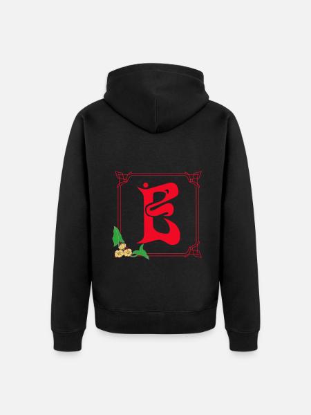 Art Nouveau E Red - Unisex Premium Organic Zip Hoodie - black