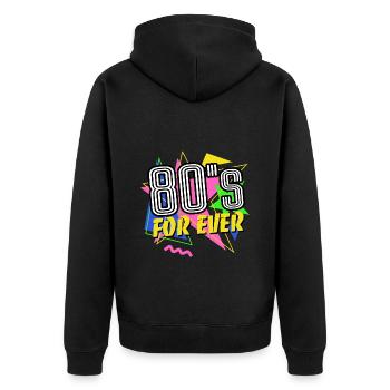 80s For Ever - 80s - Colorful + Crazy - Unisex Premium Organic Zip Hoodie - black - Back - Nico (187cm)
