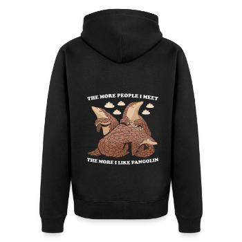 Plus je rencontre de gens, plus j’aime les pangolins - Veste à capuche bio Premium Unisexe - noir - Dos - Nico (187cm)