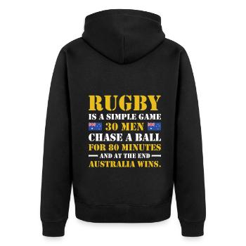 Le rugby est un jeu simple Australie Rugby - Veste à capuche bio Premium Unisexe - noir - Dos - Nico (187cm)
