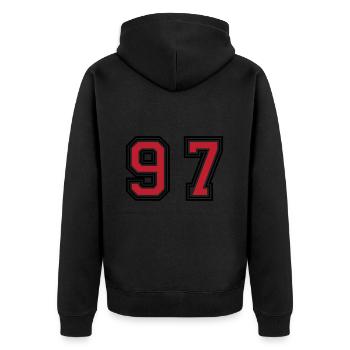 97 Symbole numérique - Veste à capuche bio Premium Unisexe - noir - Dos - Nico (187cm)