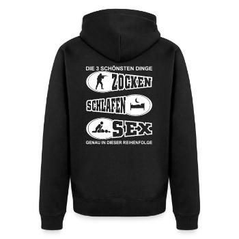 Gaming Gaming Gaming Gaming Geschenk - Unisex Premium Bio Zip Hoodie - Schwarz - Hinten - Nico (187cm)