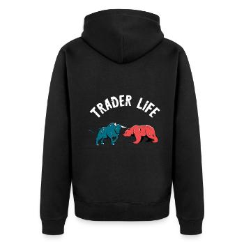 Stock Market Trader Investor Day Trading Börsenhän - Unisex Premium Bio Zip Hoodie - Schwarz - Hinten - Nico (187cm)