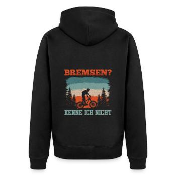 Mountainbiken BREMSEN? KENNE ICH NICHT Lustiges - Unisex Premium Bio Zip Hoodie - Schwarz - Hinten - Nico (187cm)
