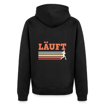 Läufer LÄUFT Laufen Lustiges - Unisex Premium Bio Zip Hoodie - Schwarz - Hinten - Nico (187cm)