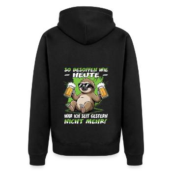 So besoffen wie heute Faultier | Sloth | Bier - Unisex Premium Bio Zip Hoodie - Schwarz - Hinten - Nico (187cm)
