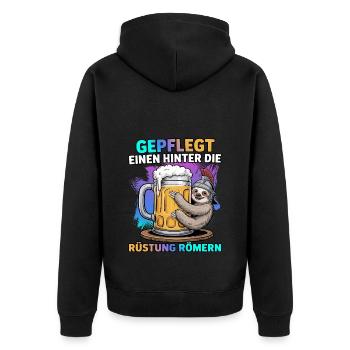 Gepflegt einen hinter die Rüstung römern Faultier - Unisex Premium Bio Zip Hoodie - Schwarz - Hinten - Nico (187cm)