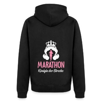 MARATHON KÖNIGIN DER STRECKE Läuferin Lustiges - Unisex Premium Bio Zip Hoodie - Schwarz - Hinten - Nico (187cm)