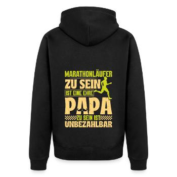 Papa MARATHON LÄUFER ZU SEIN EINE EHRE Lustiges - Unisex Premium Bio Zip Hoodie - Schwarz - Hinten - Nico (187cm)