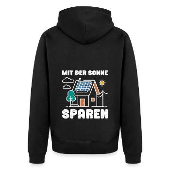 Solar Energie MIT DER SONNE SPAREN Lustiges - Unisex Premium Bio Zip Hoodie - Schwarz - Hinten - Nico (187cm)
