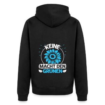 Windkraft MACHT DEN GRÜNEN Lustig - Unisex Premium Bio Zip Hoodie - Schwarz - Hinten - Nico (187cm)