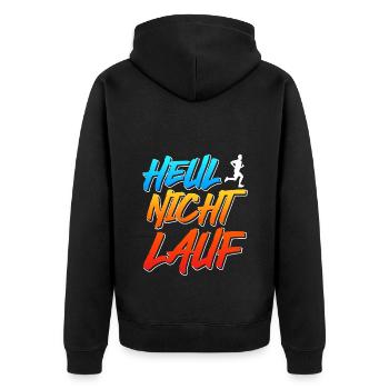 Läufer HEUL NICHT LAUF Jogger Lustiges - Unisex Premium Bio Zip Hoodie - Schwarz - Hinten - Nico (187cm)