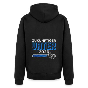 ZUKÜNFTIGER VATER 2026 Vaterschaft Lustiges - Unisex Premium Bio Zip Hoodie - Schwarz - Hinten - Nico (187cm)