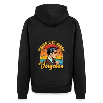 Malle FINGER WEG VERGEBEN Lustiges - Unisex Premium Bio Zip Hoodie - Schwarz - Hinten - Nico (187cm)