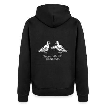 Pechvogel mit Kotflügel, keine Turteltauben, Möwen - Unisex Premium Bio Zip Hoodie - Schwarz - Hinten - Nico (187cm)
