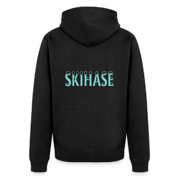 Skihase Ski - Unisex Premium Bio Zip Hoodie - Schwarz - Hinten - Nico (187cm)